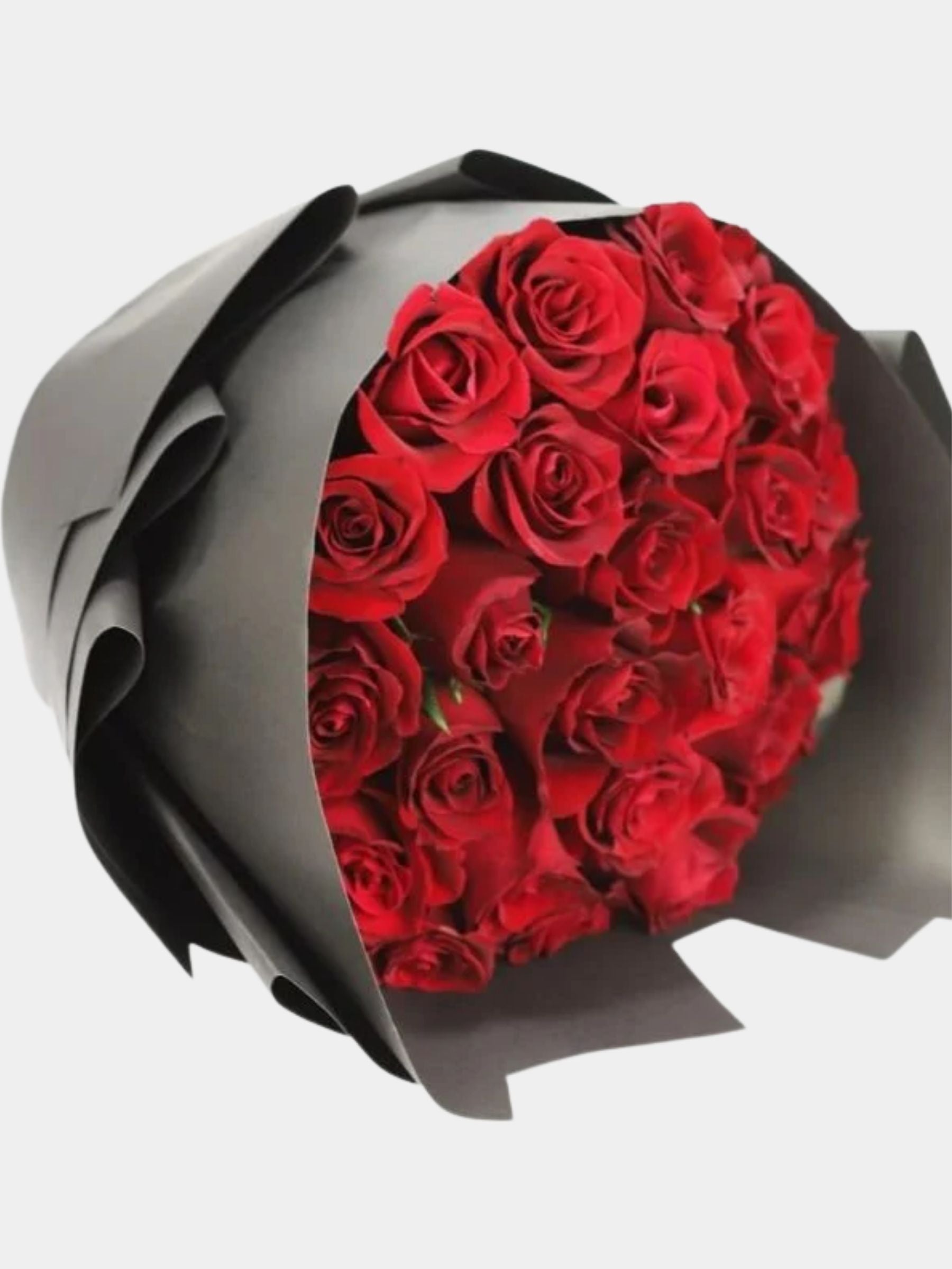 25 Red Roses with Black Wrapping