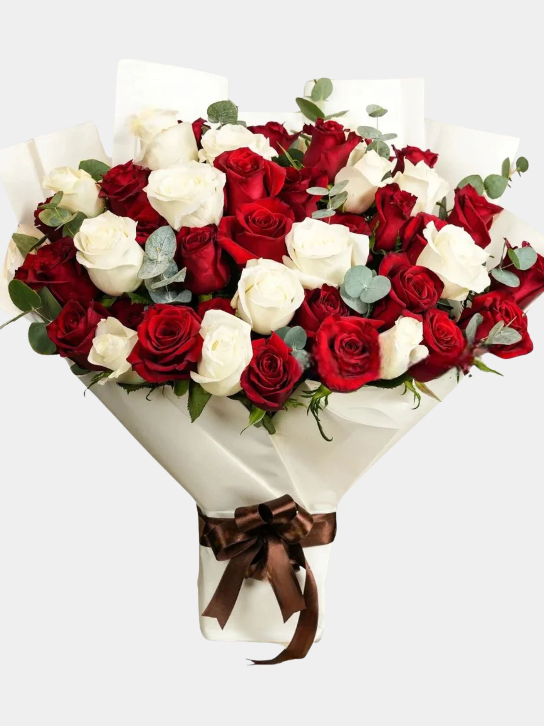 Charming Red & White Roses Bouquet