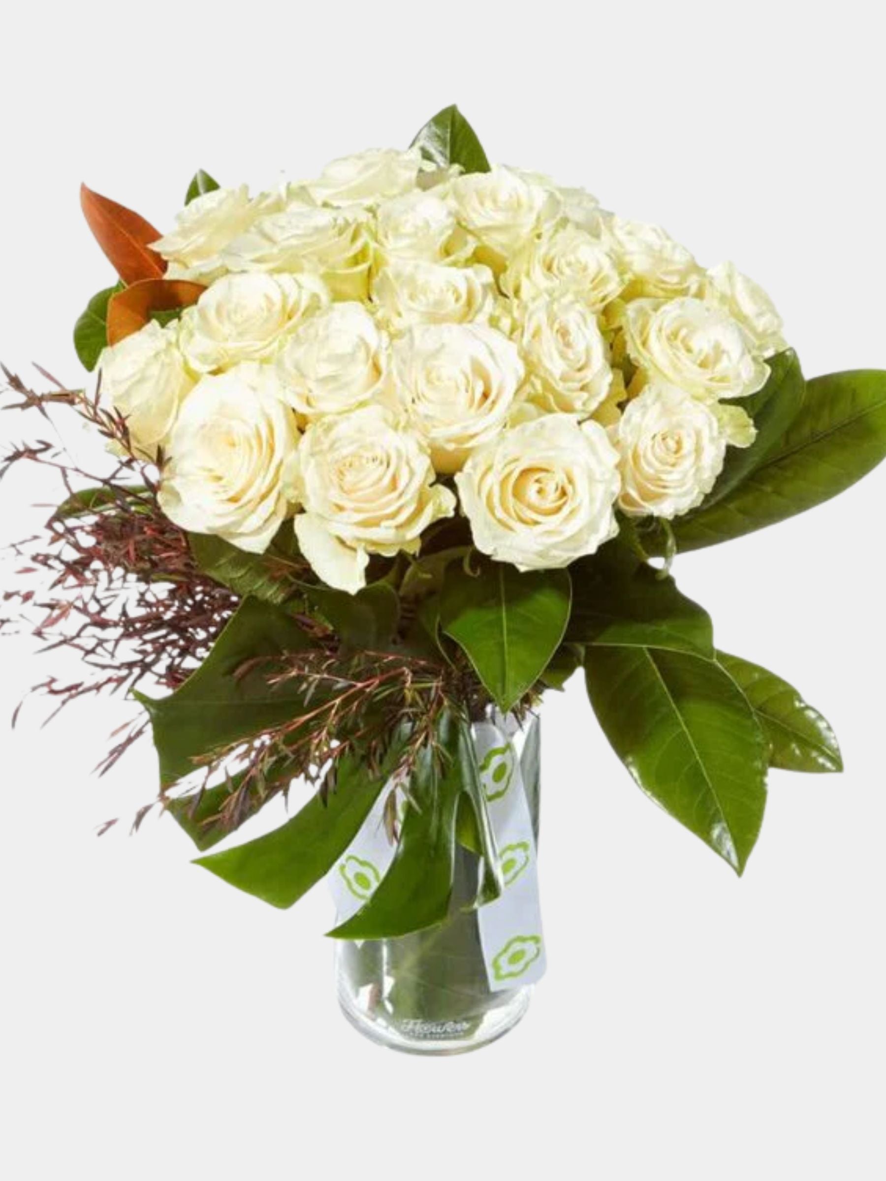 Classic White Roses in Glass Vase