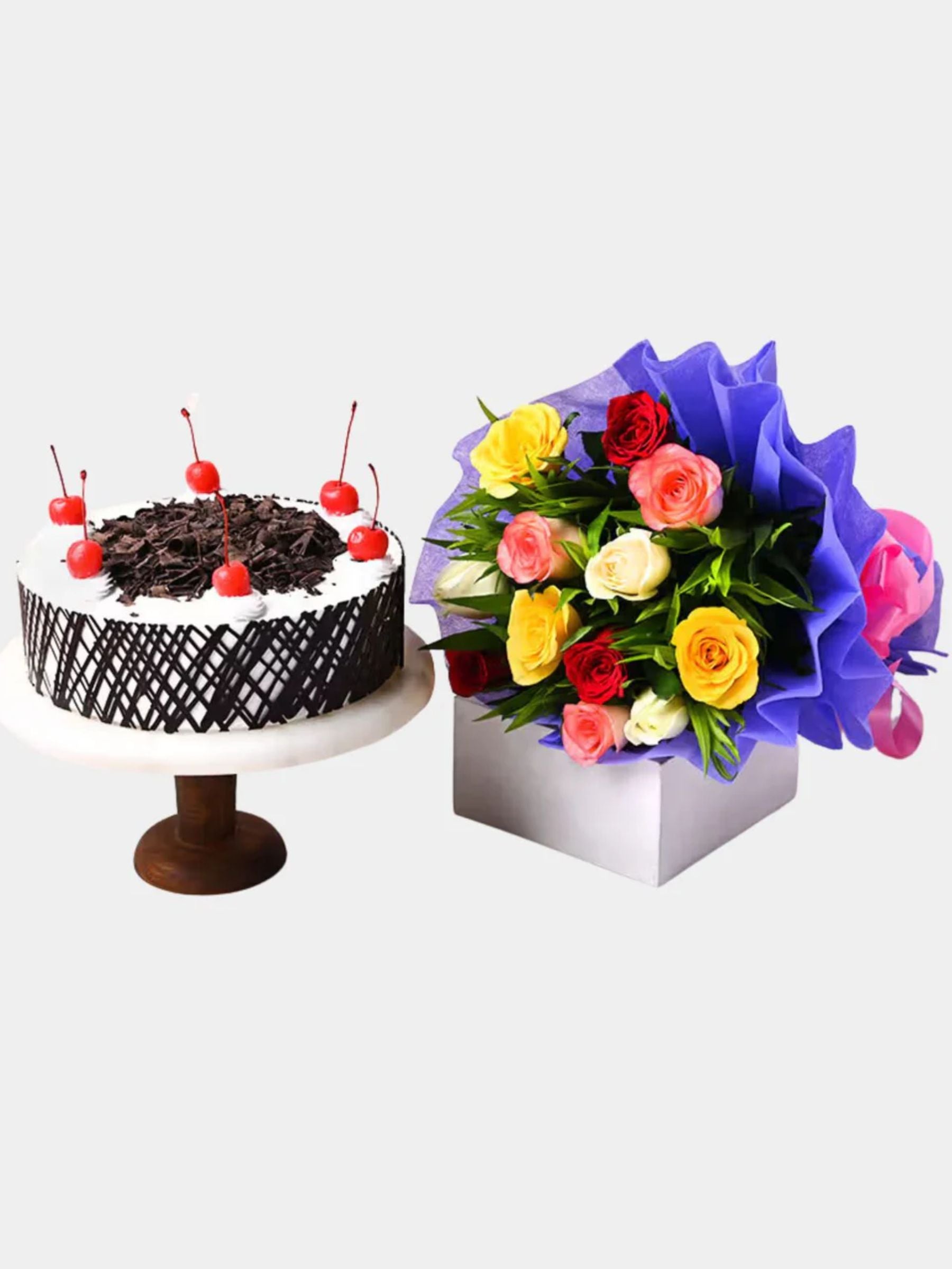 Mix Roses and Black Forest Cake