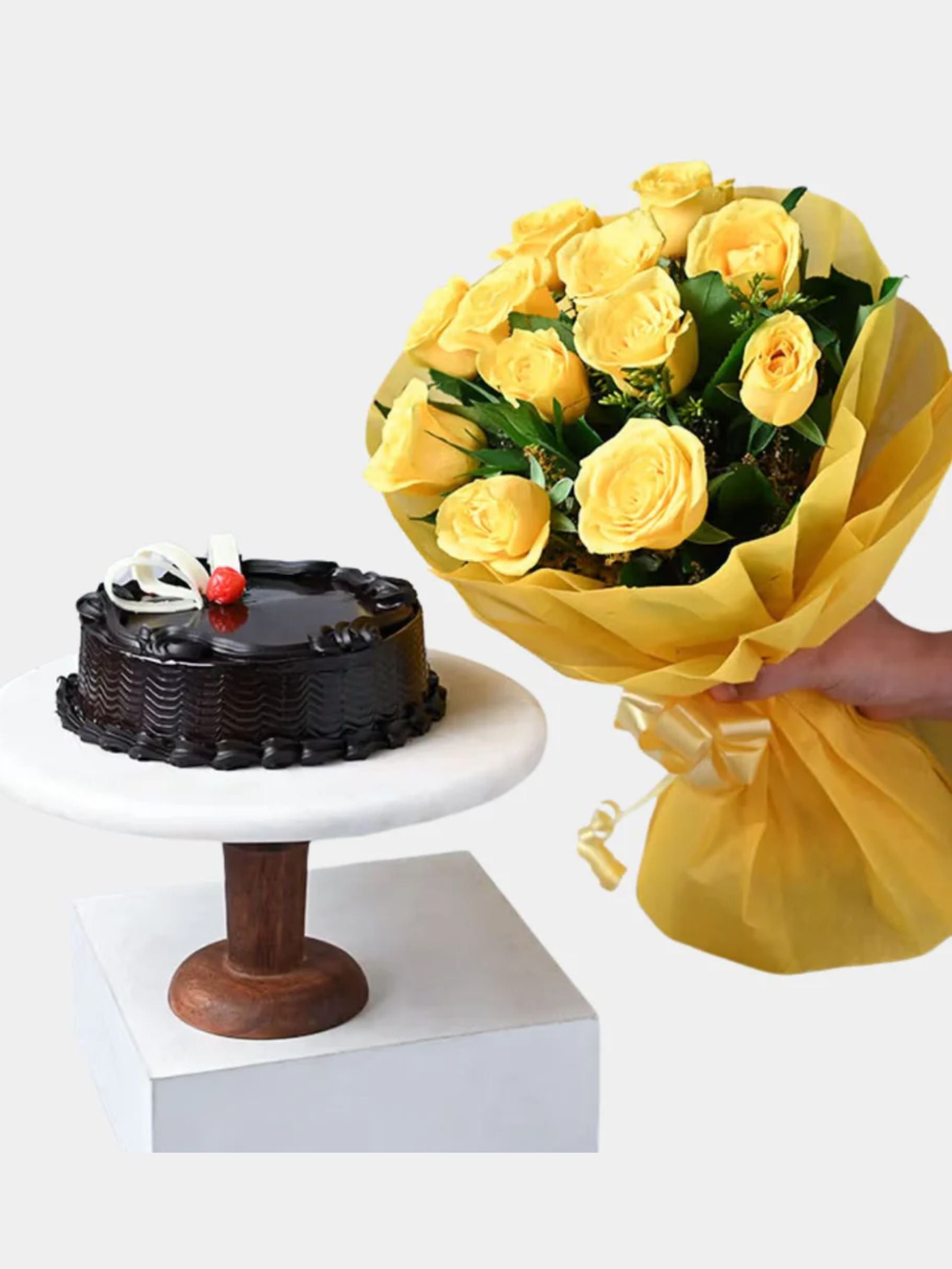 Yellow Roses and Truffle Cake