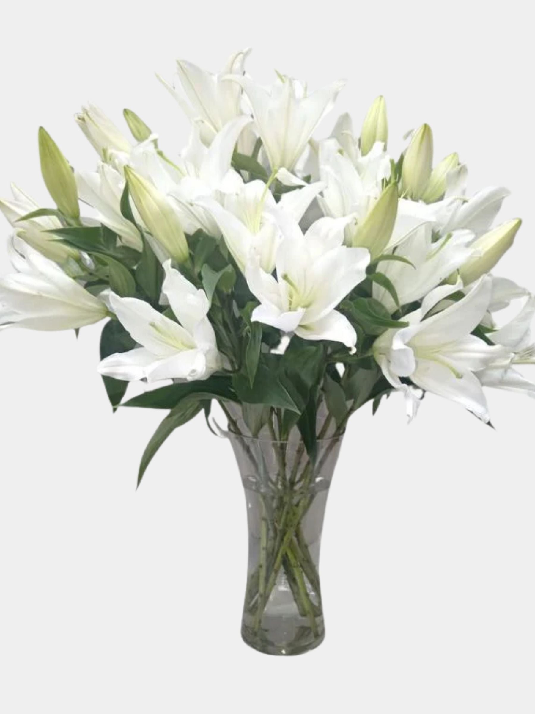 10 Lillies in a Glass Vase