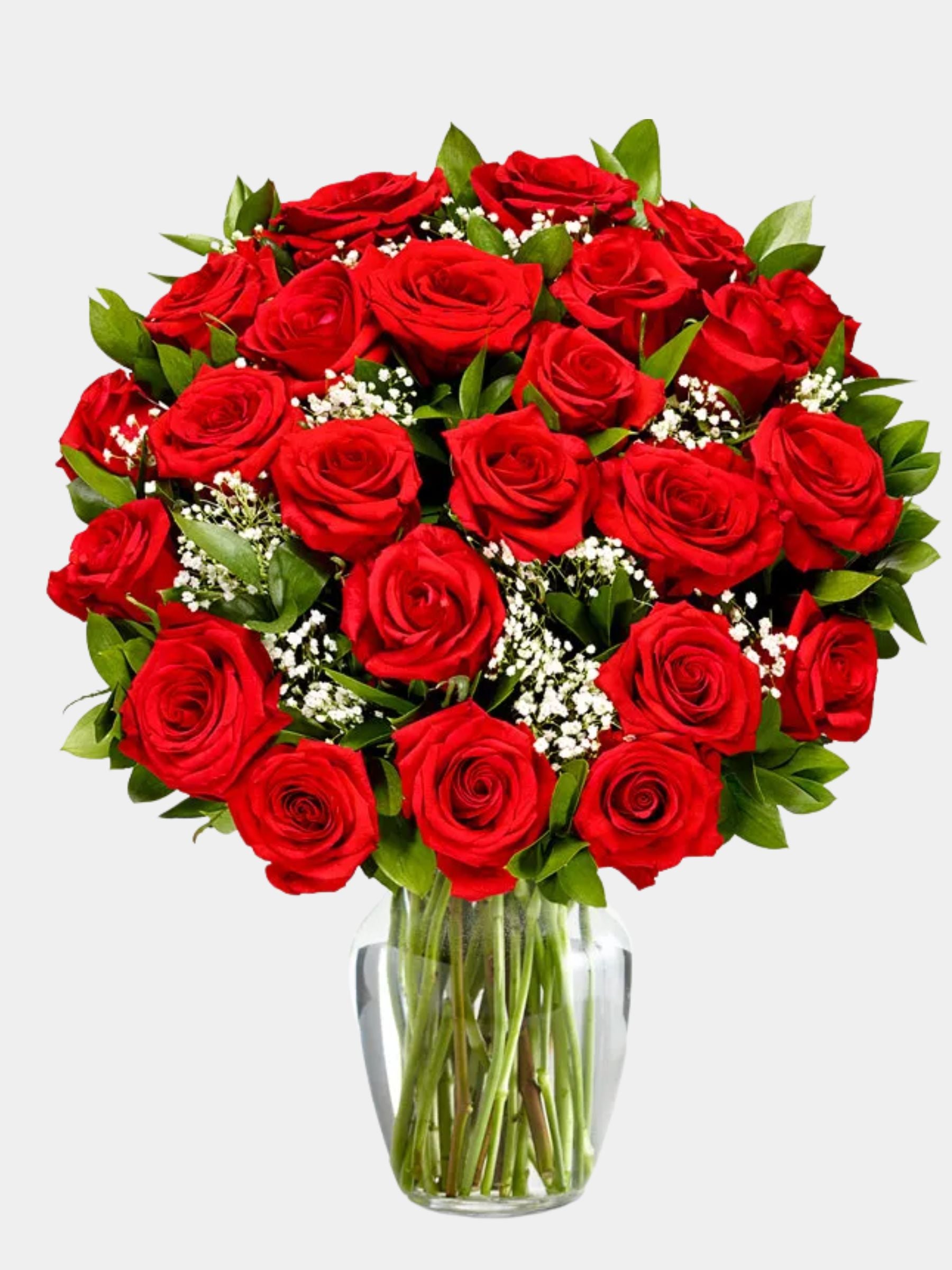 50 Red Roses In A Vase