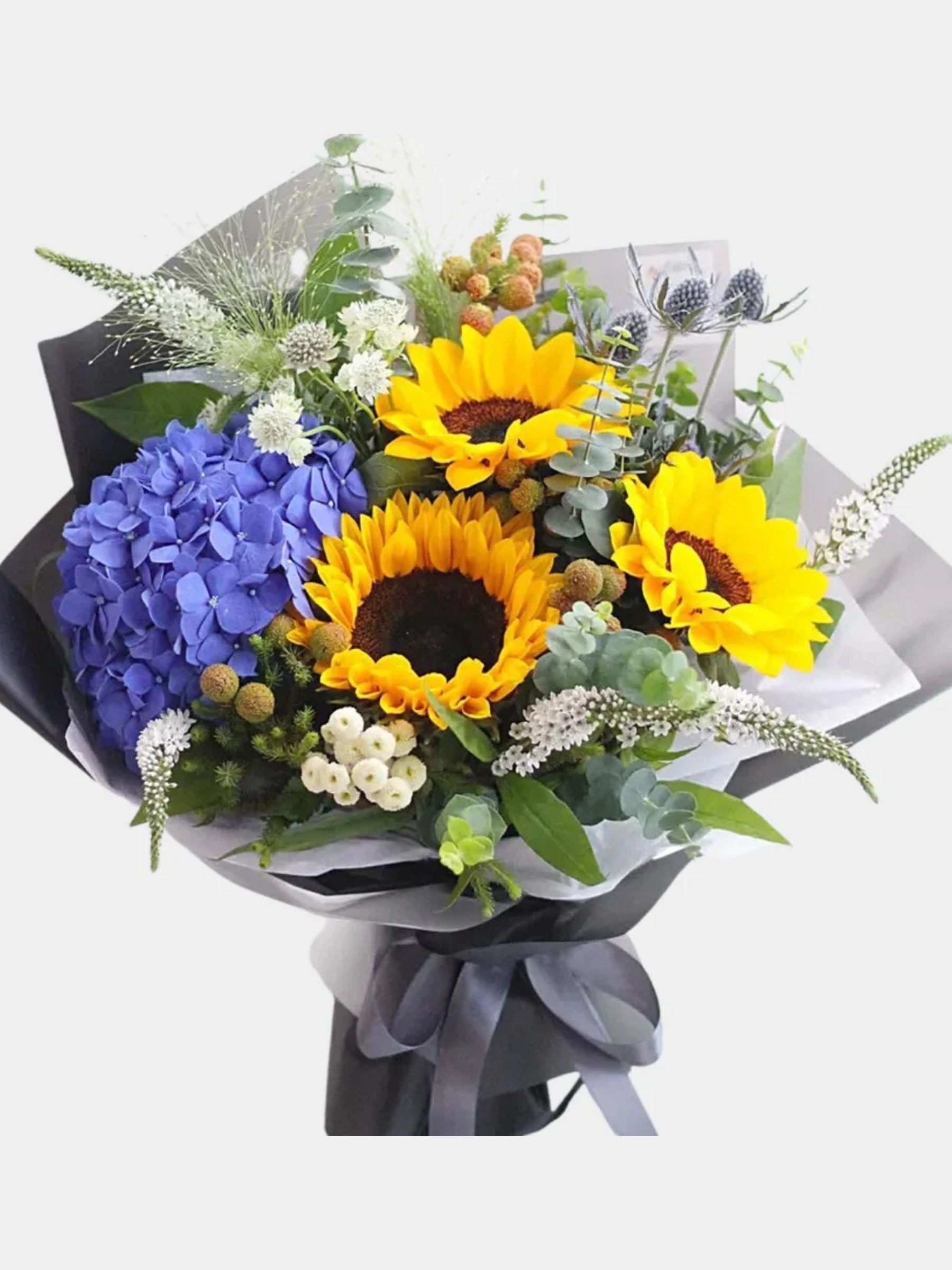 Blooming Mixed Flowers Beautifully Wrapped Bouquet
