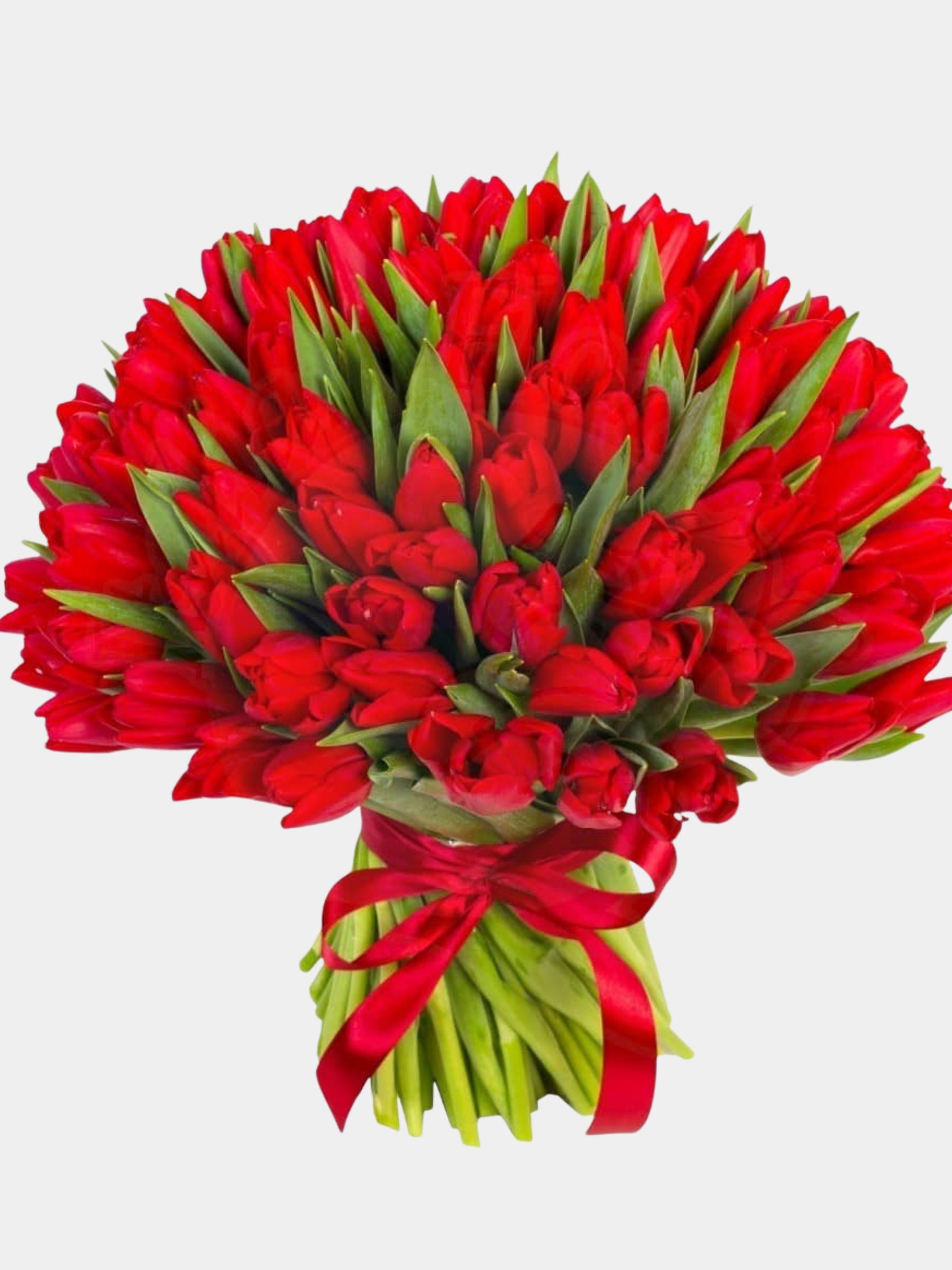 Bouquet of 100 Red Tulips