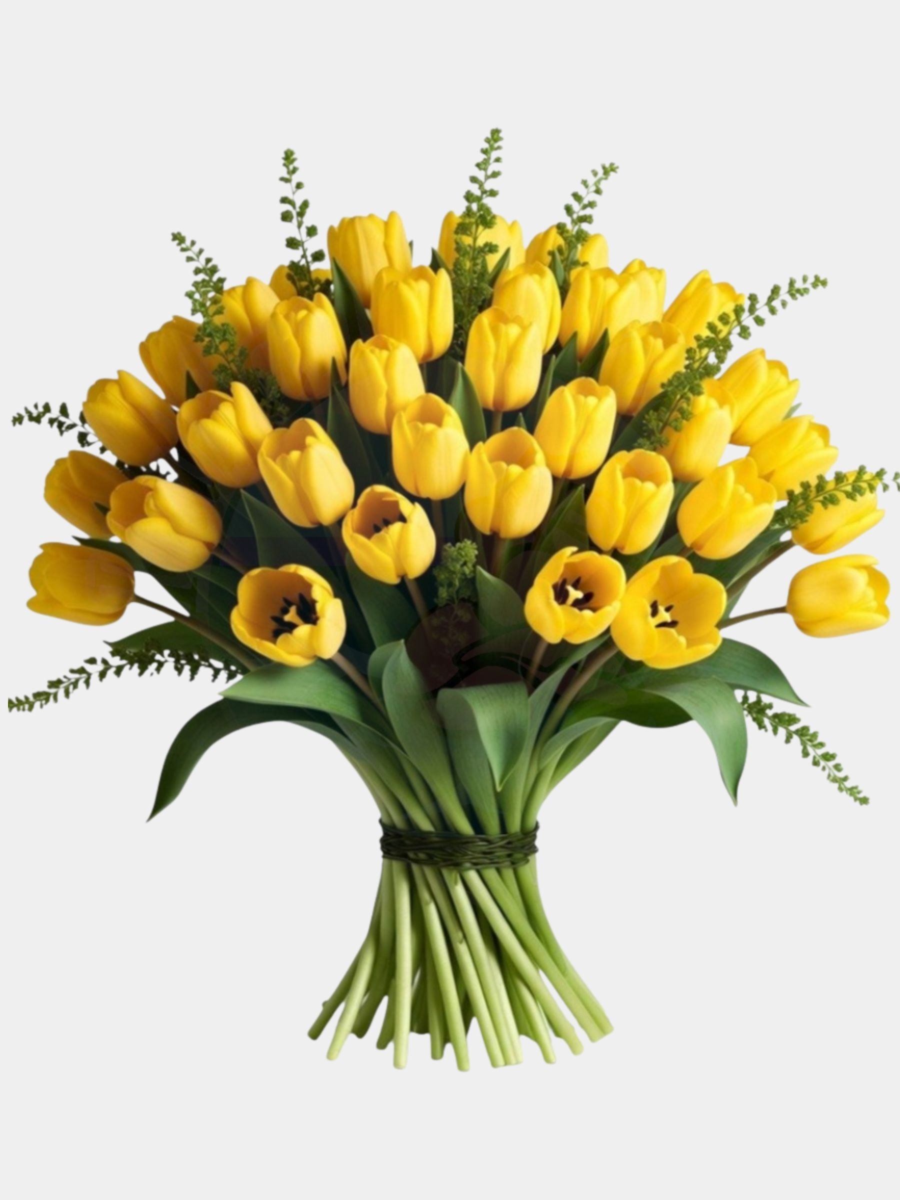 Bouquet of 50 Yellow Tulips