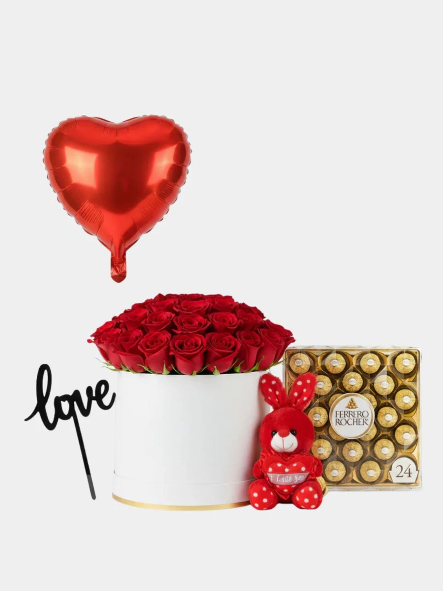 Midnight Romance Luxury Box - Roses, Chocolates, Teddy & Balloon