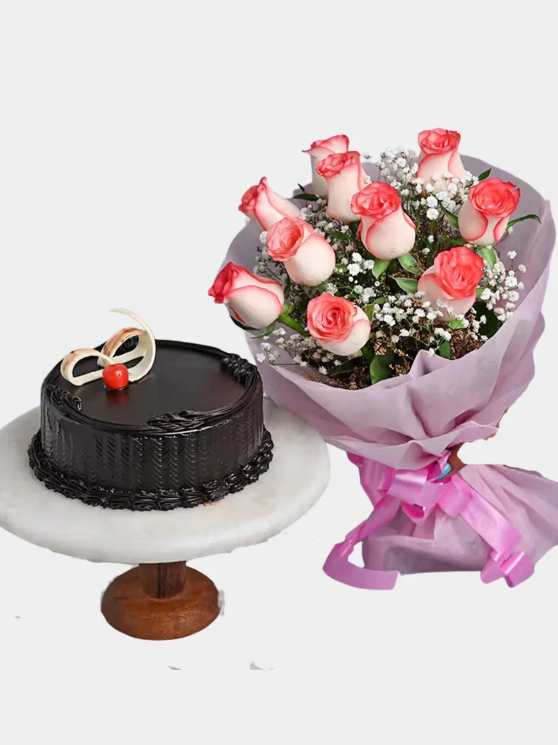 Pink Roses and Truffle Cake