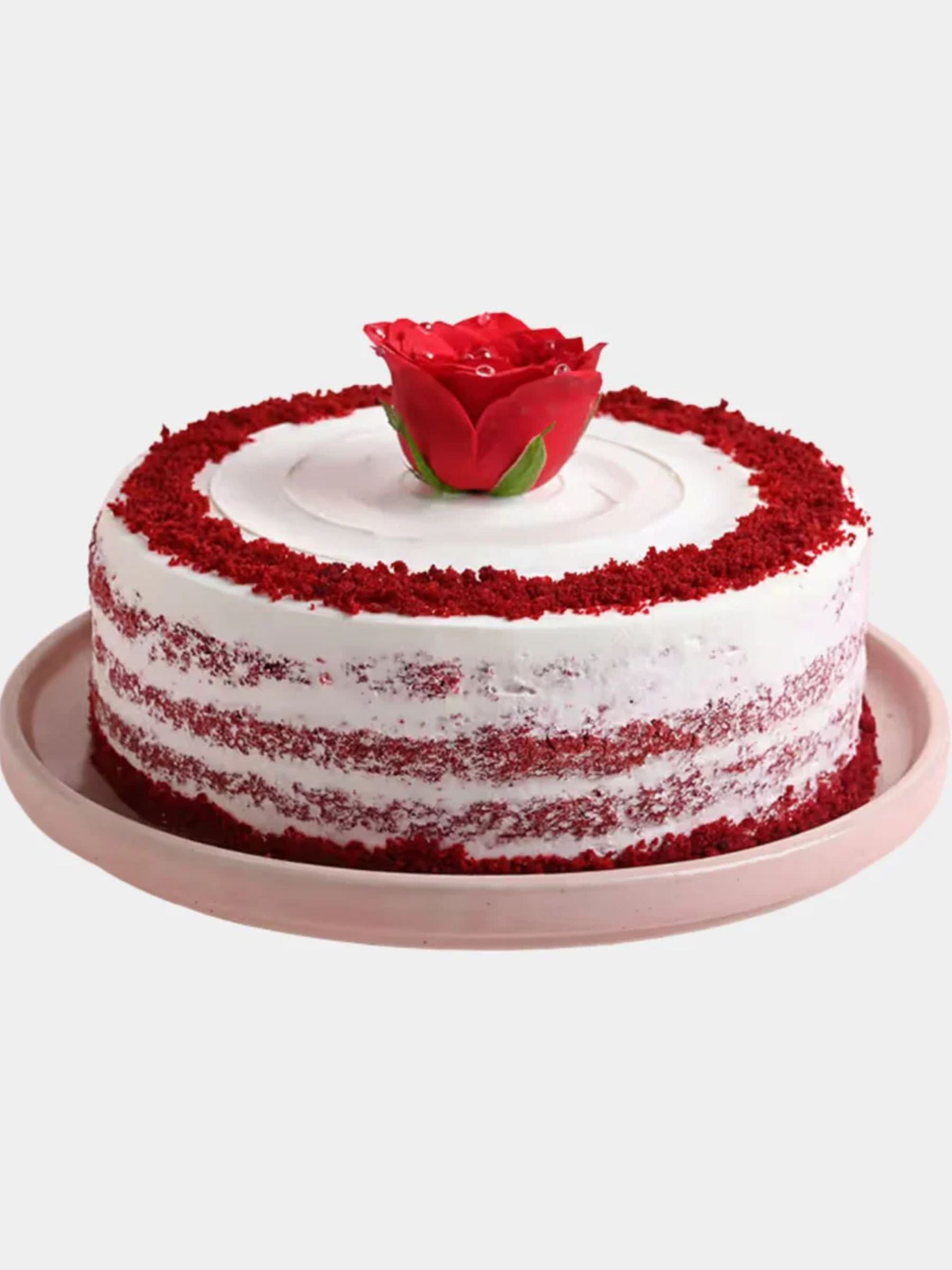 Red Roses With Delicious Red Velvet Cake