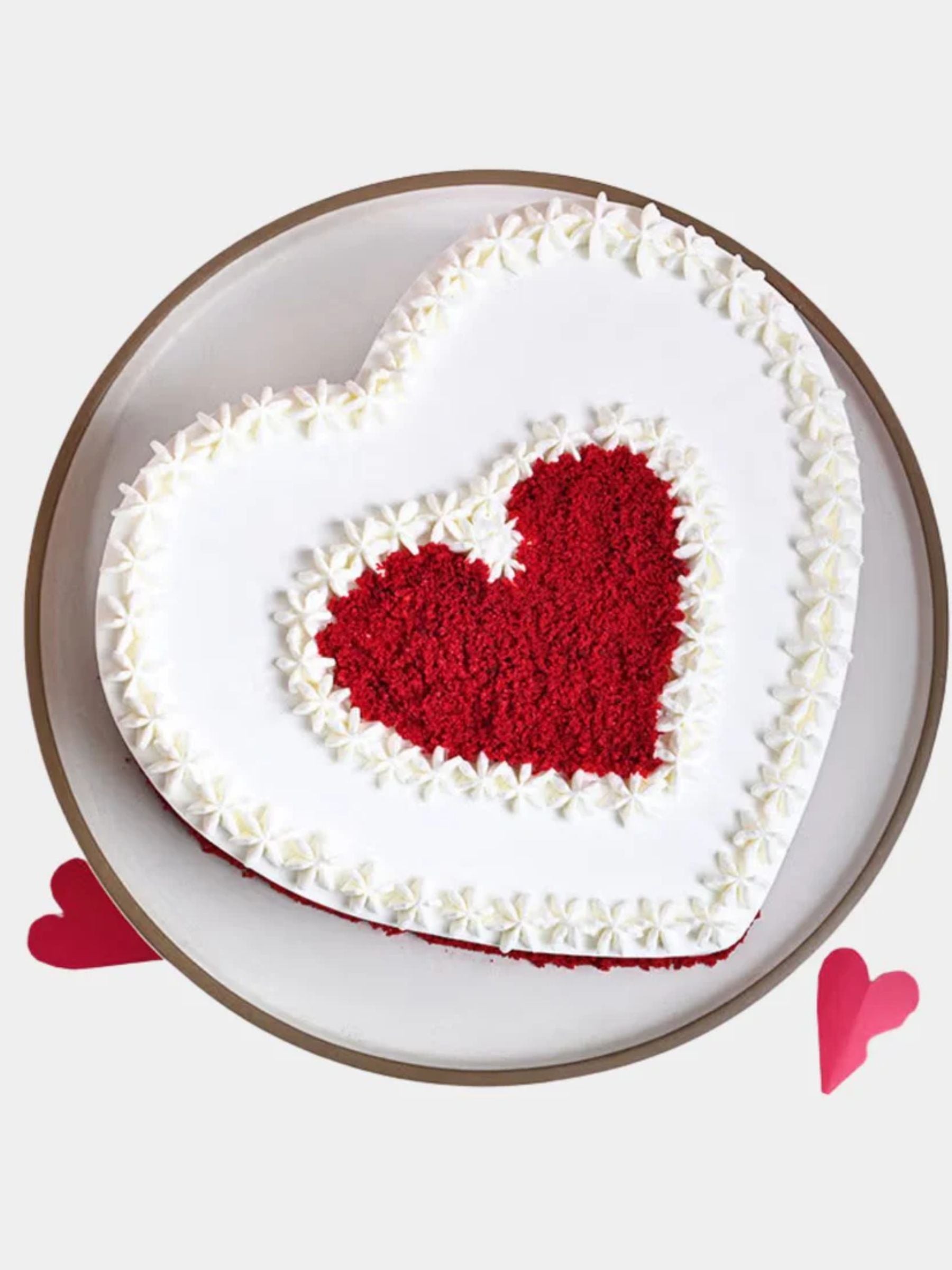 Red Roses and Red Velvet Heart Cake