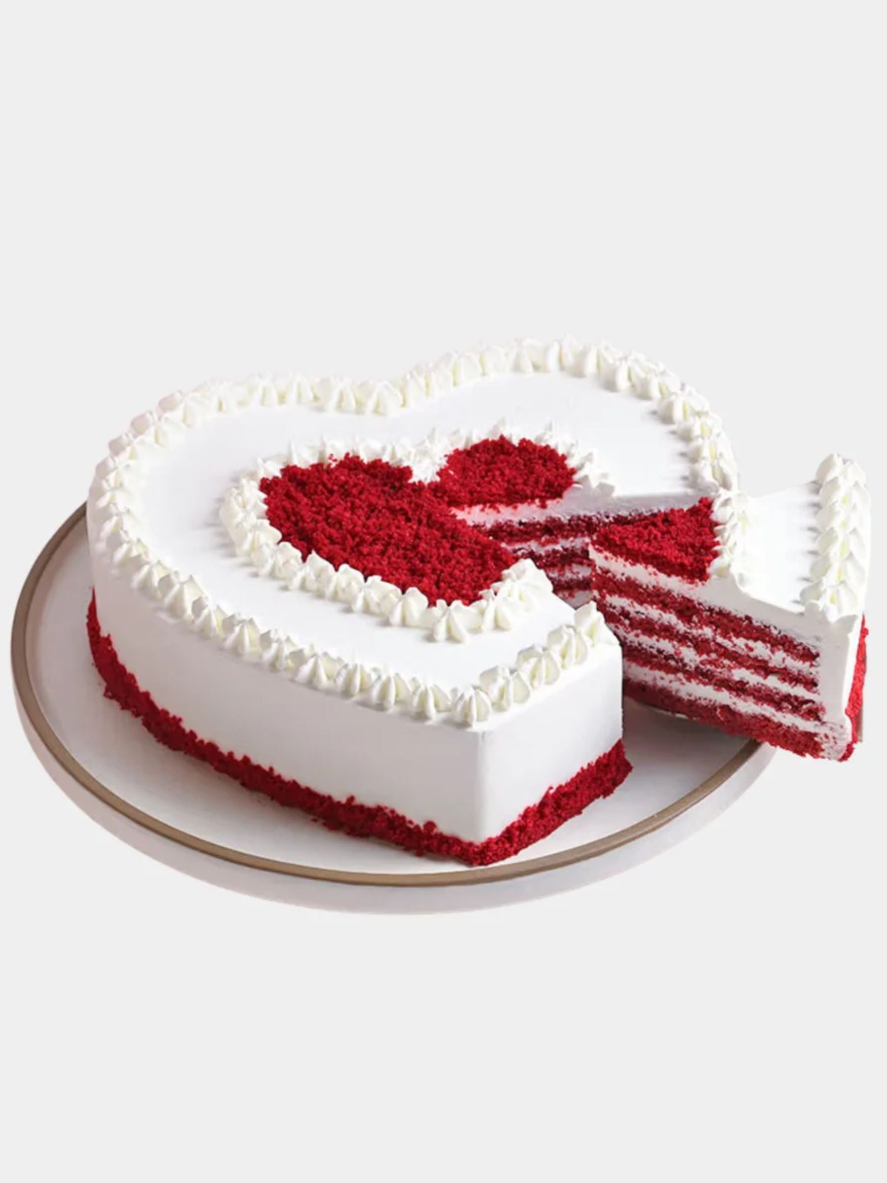 Red Roses and Red Velvet Heart Cake